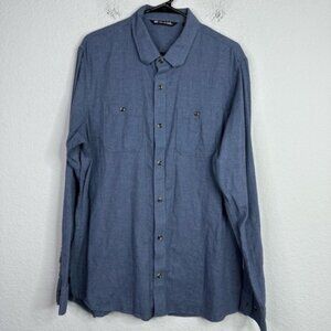 Travis Mathew Shirt Mens XL Blue Long Sleeve Button Golf Athleisure Performance